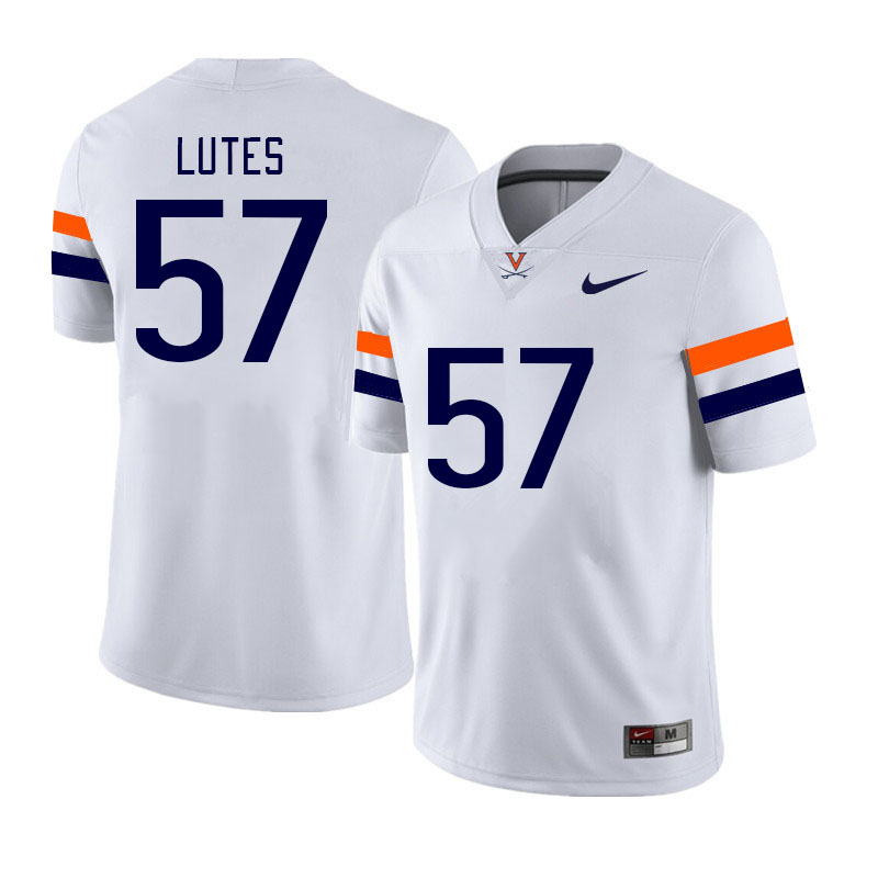 Men #57 Andy Lutes Virginia Cavaliers College Football Jerseys Stitched Sale-White - Click Image to Close